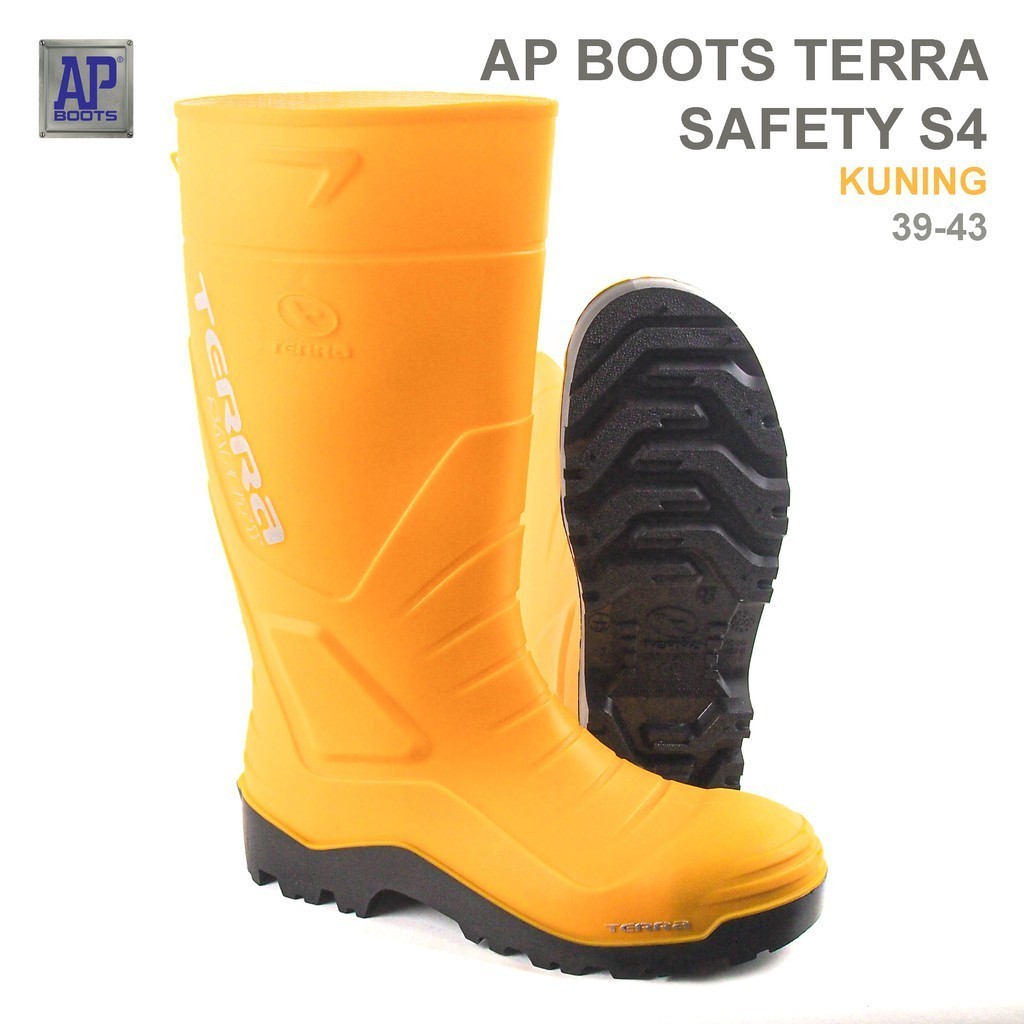 AP Boots Terra Safety S4 - Sepatu Boot Safety Ujung Sepatu Ada Besi Bahan PVC