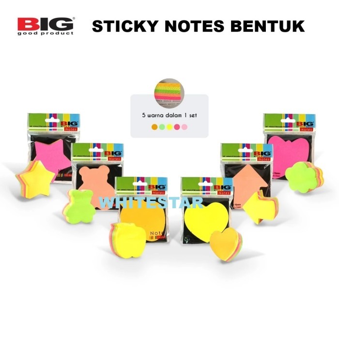 

sticky note big bentuk besar / kecil notes - tumpuk/rainbow besar (sn-100)