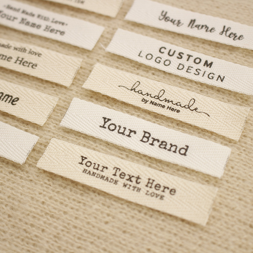 

12x60mm Custom Twill Label-Personalized Brand, Organic Cotton Tags,one or two lines, personalise text, Washable Tags (xw5500)