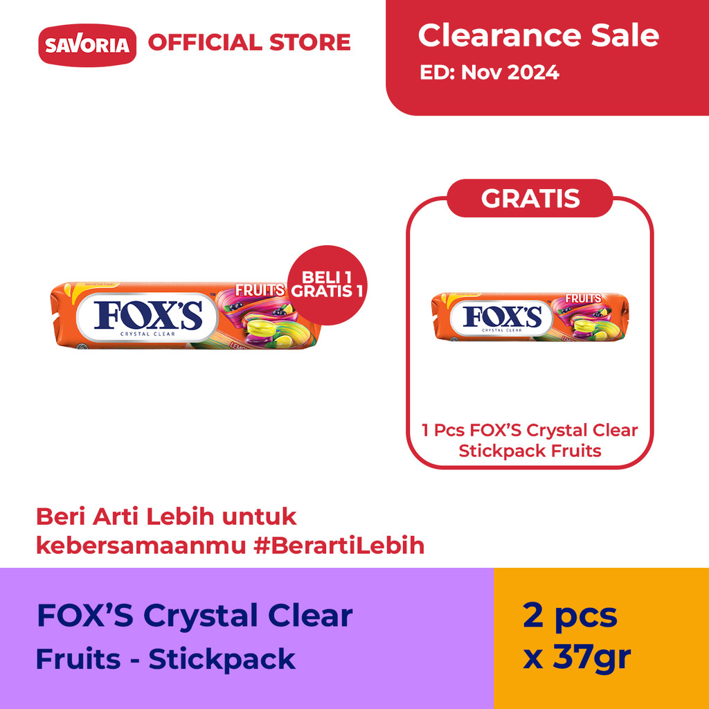 

(Clearance Sale) - FOX'S Fruits Stickpack - Permen Buah Roll 37g - B1G1