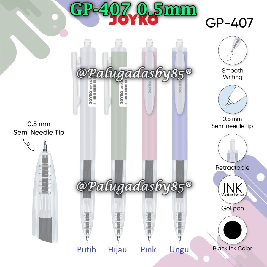 

(1 Biji) Gelpen JOYKO GP-407 0.5 Gel Pen Black / Gel Pen Pulpen Pena Joyko GP-407 0.5 mm