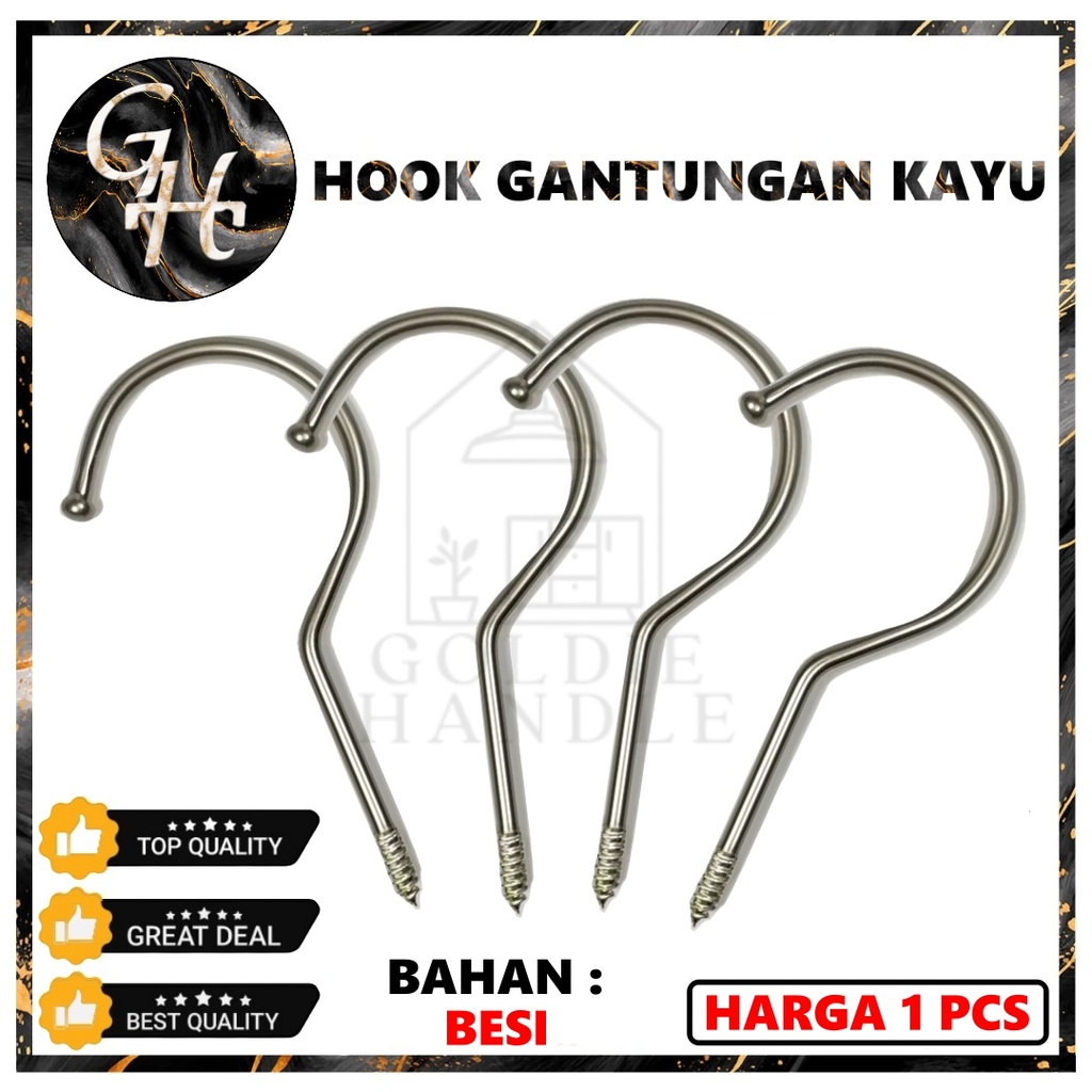 Hook Hanger Kayu Besi Huk Hanger Kayu Silver Kait Hanger Kayu Cantolan Hanger Kayu Hook Kawat