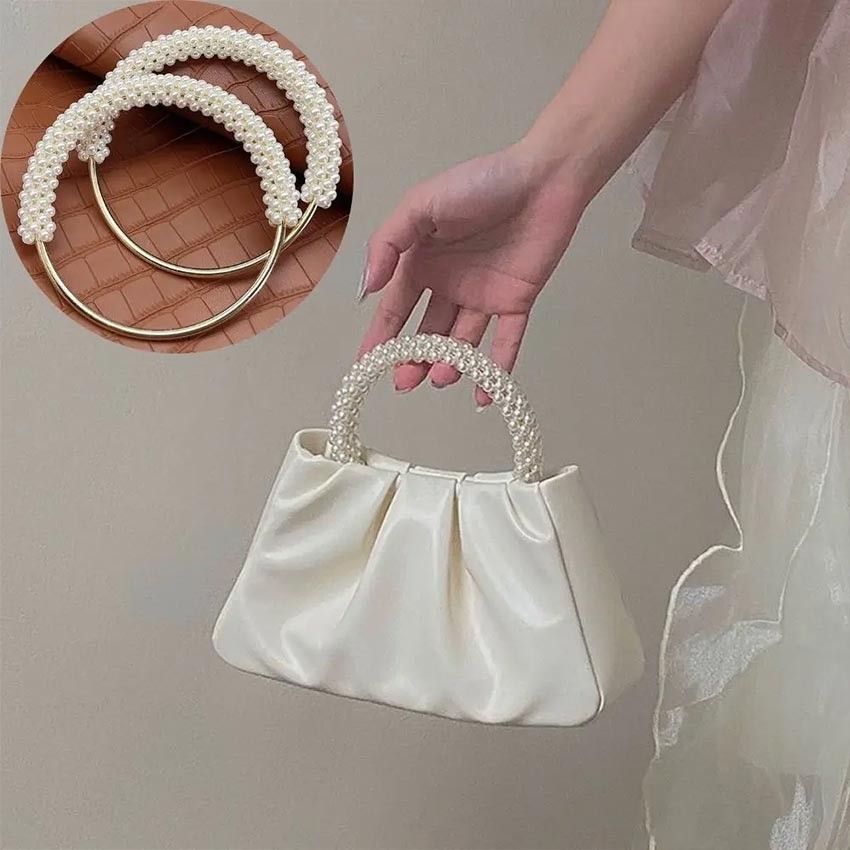 Handle Tas Mutiara pendek premium Untuk Tas Rajut Dan Tali Kur Ataupun Tas Jali / Handle Pegangan