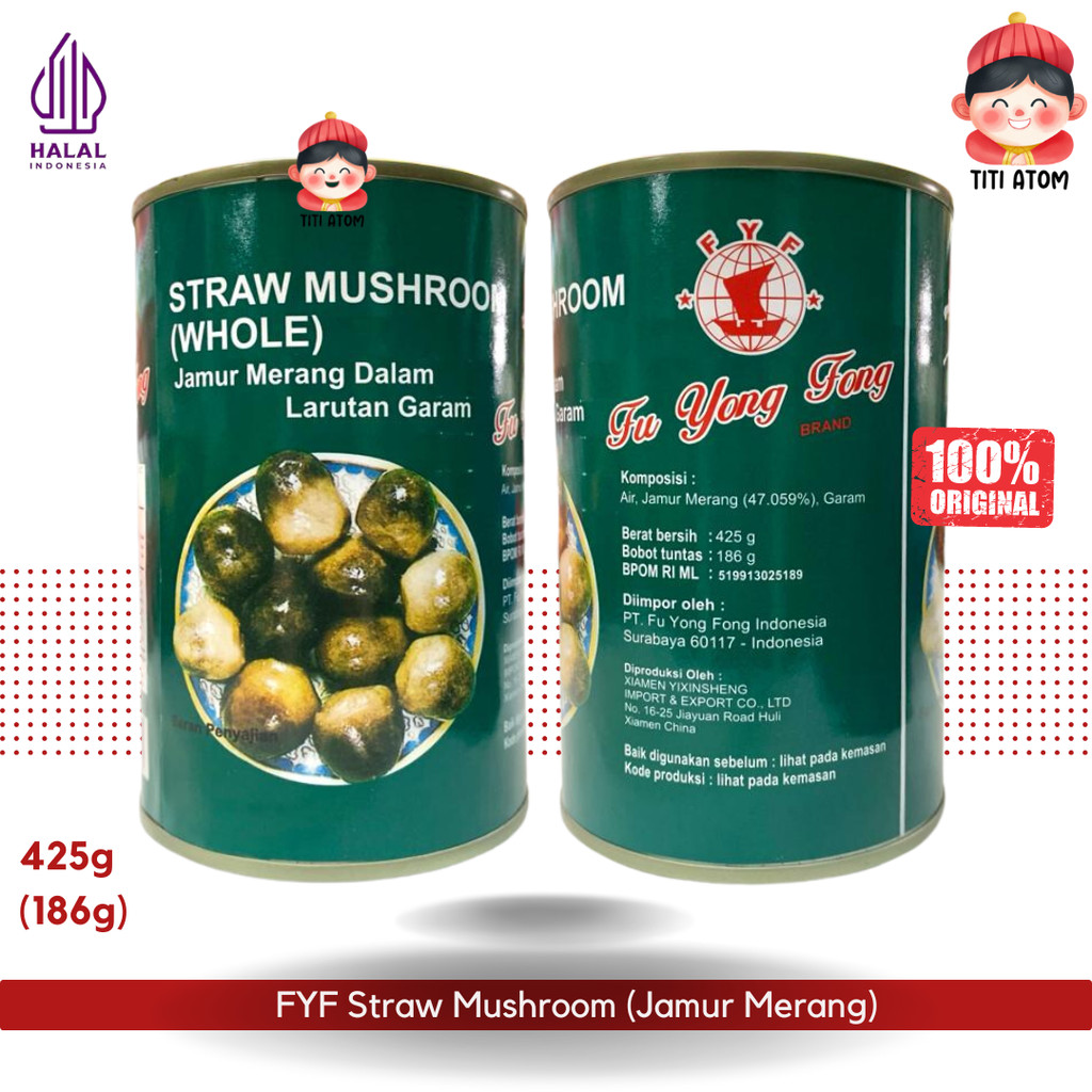 FYF Jamur Merang Straw Mushroom Whole Jaoku Narcissus 425g