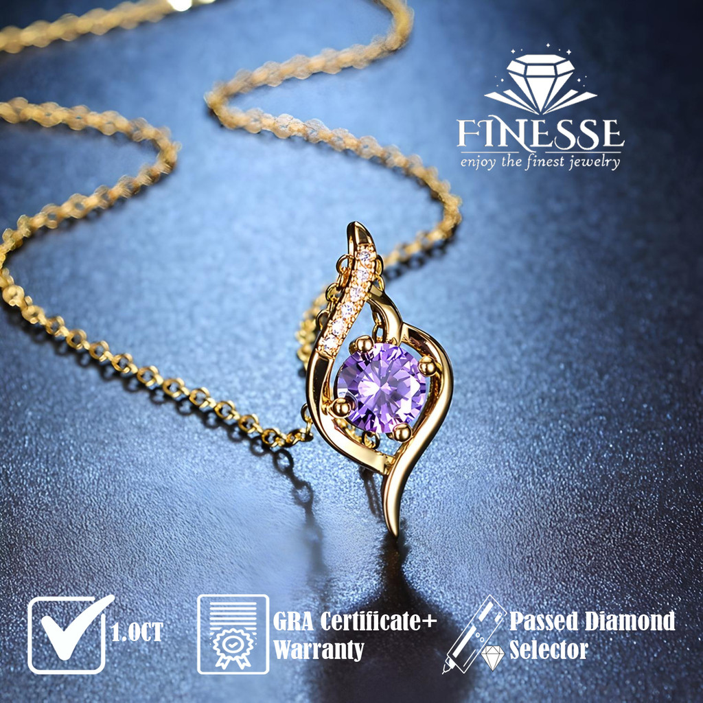 Finesse Jewelry - Kalung Silver 925 2.0CT - Kelsey - Perhiasan Lapis Emas 18K -Certified Moissanite