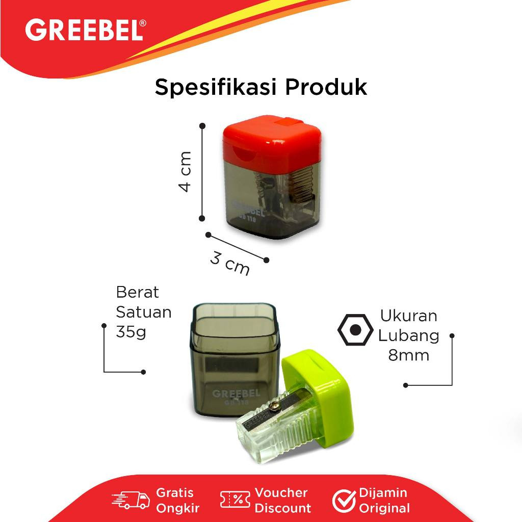 

GREEBEL Rautan Serutan Sharpener (118) / Rautan Pensil