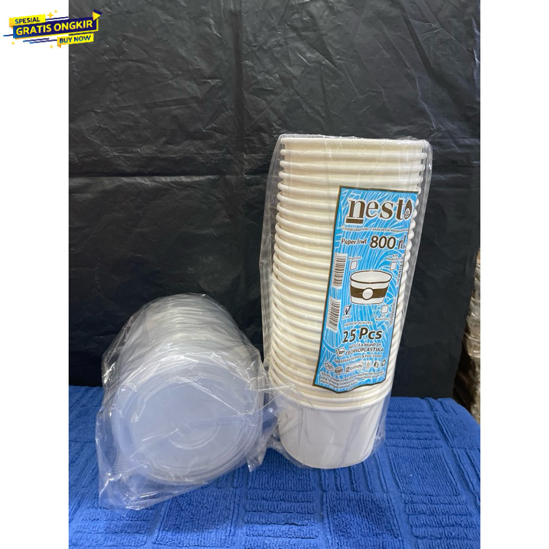 ( 1 PACK )PAPER BOWL 800 ML/RICE BOWL/ PAPER RICE BOWL 800ML/MANGKOK KERTAS 800ML