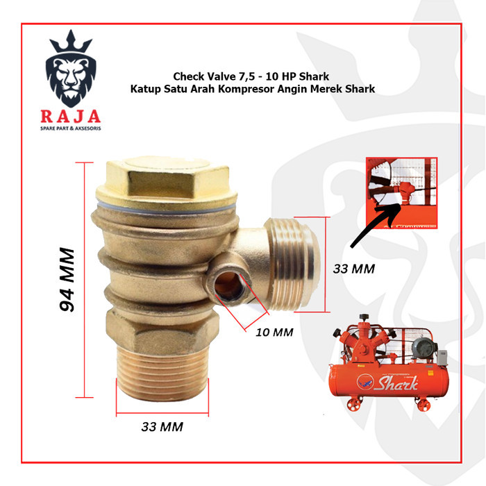 Check Valve 7,5 - 10 HP Shark Klep Tangki Katup Satu Arah Kompresor Angin Merek Shark