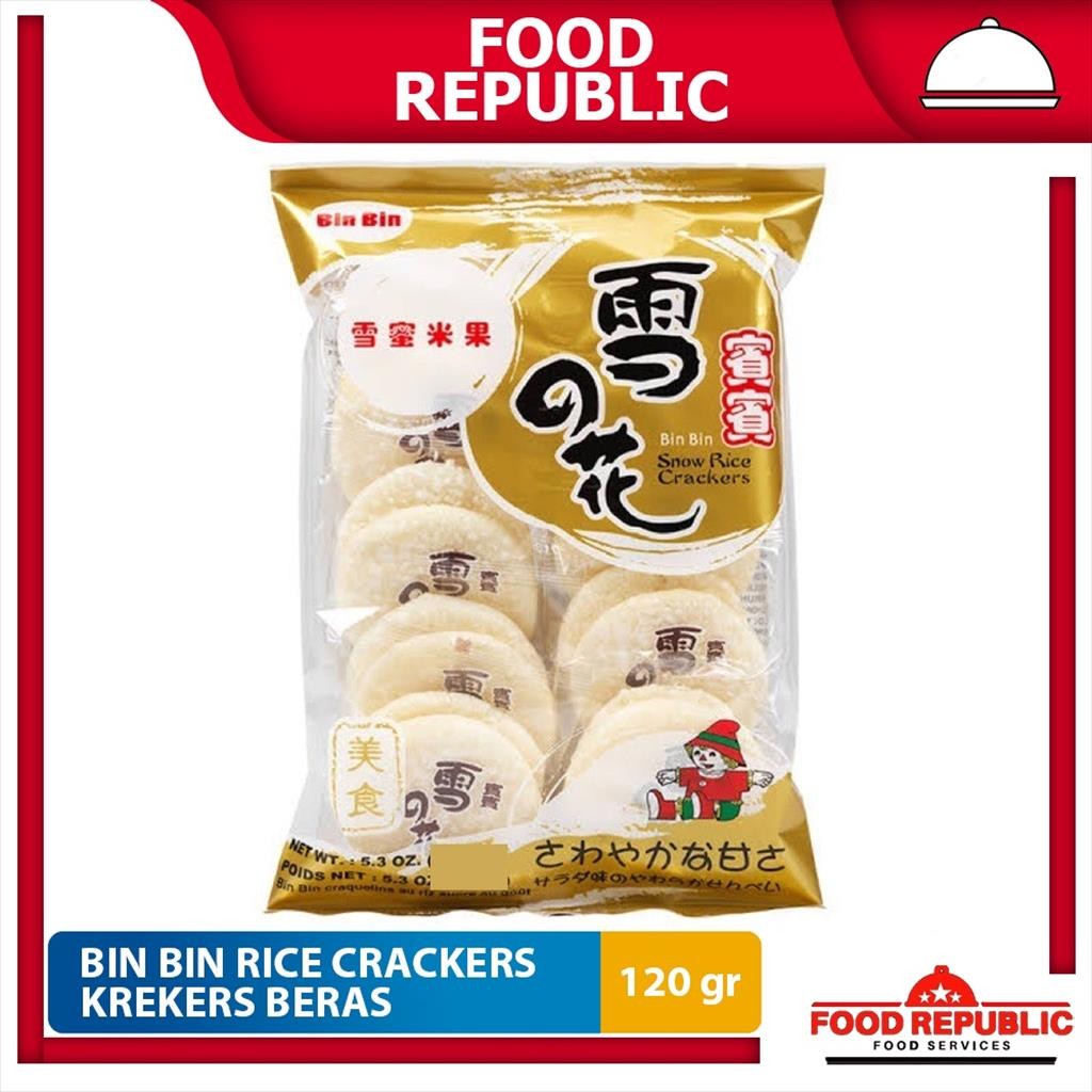 

Bin Bin Rice Crackers Snow Original 120 GR Snack Vegan Non MSG Halal