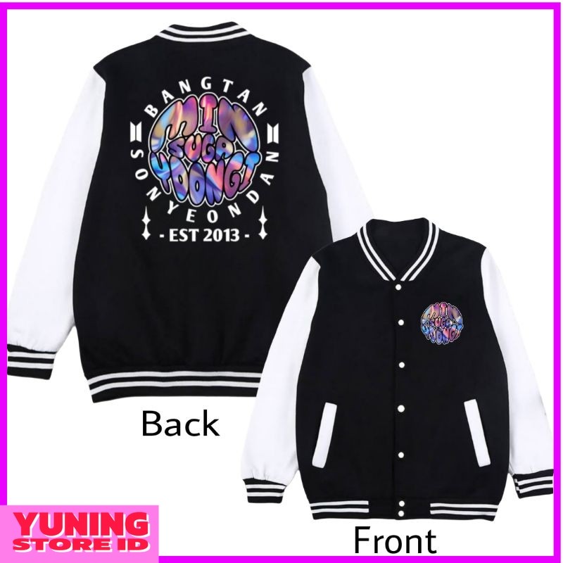 YSID Jaket Varsity Bangtan Suga Min Yoongi Chrome Texture Streetwear DB