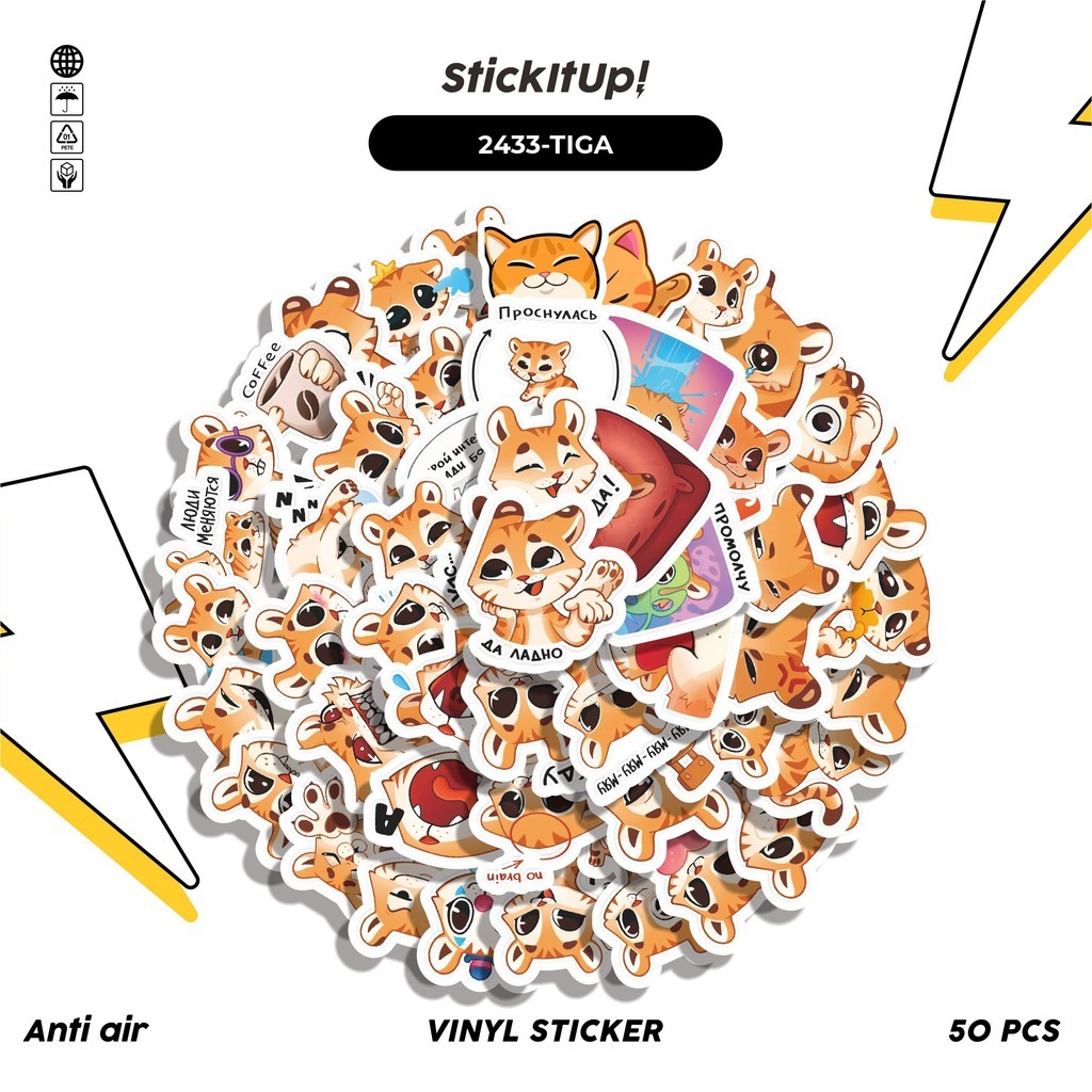 

COD✨ 50 Pcs Stiker FUNNY TIGA THE TIGER STICKER PACK 01 Lucu Anti Air Untuk Dekorasi Notebook Sepeda Skateboard Handphone DIY