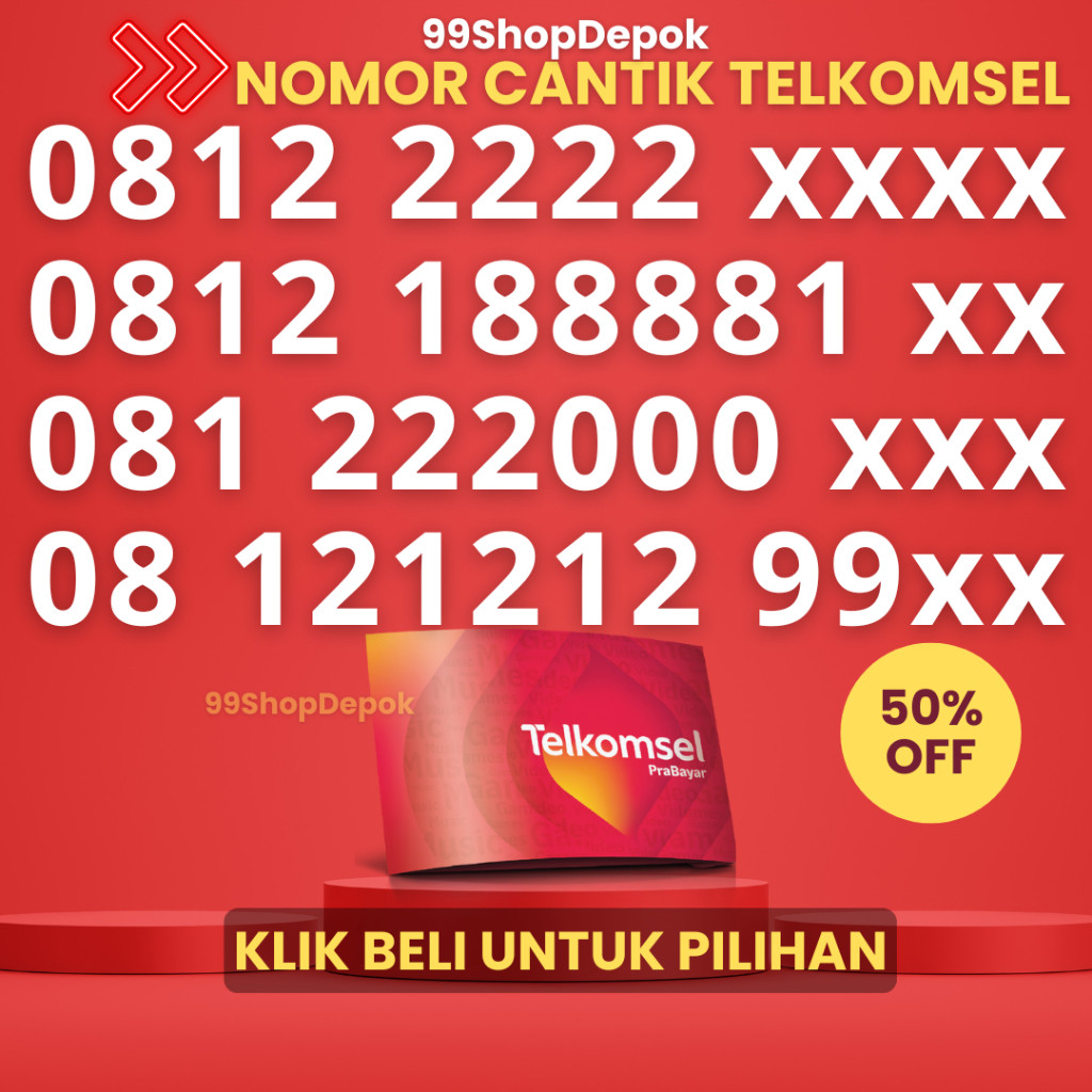 Kartu Perdana Nomor Cantik Telkomsel Simpati KODE 555.2 - Nomer Cantik Telkomsel 22222 No Cantik Sim