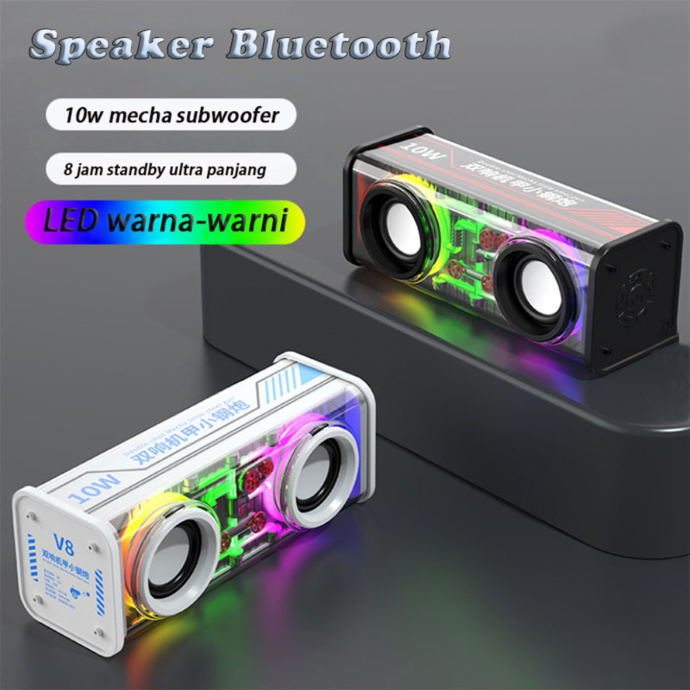 cuci gudang portable tws rgb v8 lights heavy bass music battery power sound box v8 boombox wireless