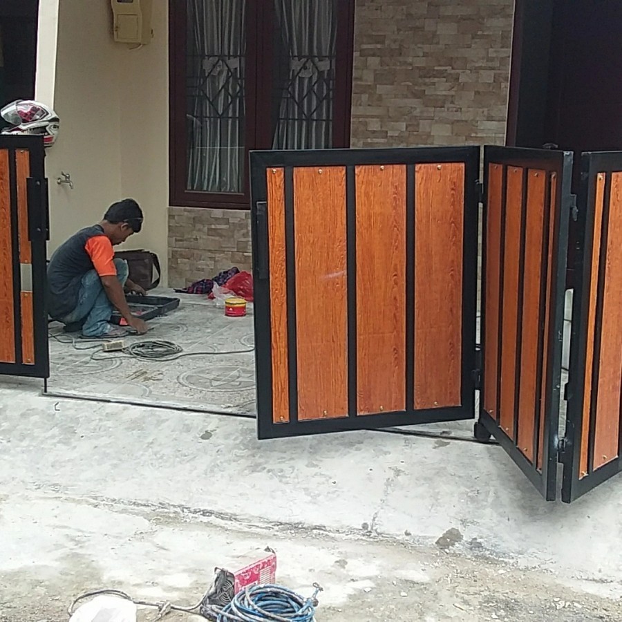 pagar lipat minimalis full besi hollow galvanis anti karat