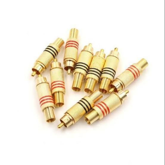 Set Sepasang Jack RCA Gold Emas Premium Quality Audio Konektor Rca Male Merah Hitam Audio