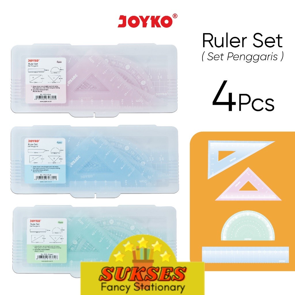 

Ruler Penggaris Joyko RL-PS3 1 Set 4 Pcs