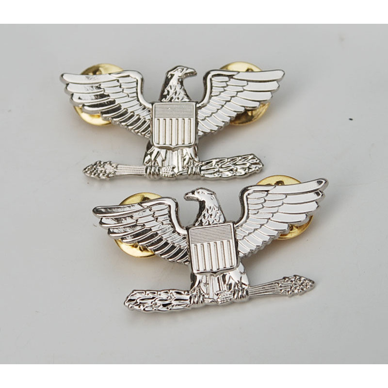 Pair WW2 WWII US Army Colonel Eagle War Bird Device Pin Badge Insignia -US215