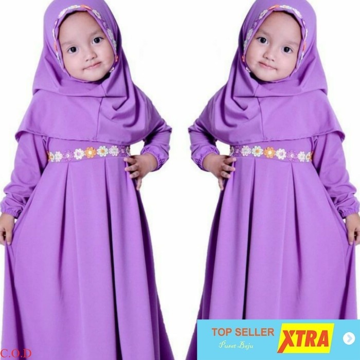 Pusat Baju ALINA KIDS UNGU MUDA NI gamis muslim anak jersey ungu Supliyer Fashion