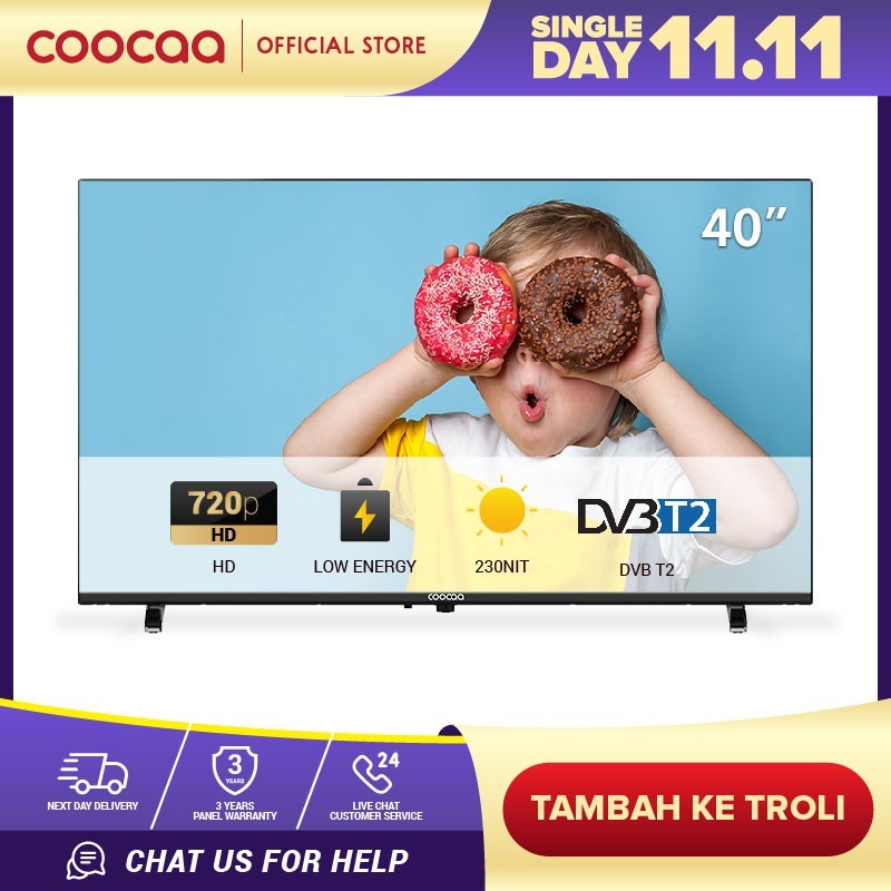 TV 40 inch Coocaa TV LED - DigitalTV DVB T/T2 (Model 40D5T) 40 in