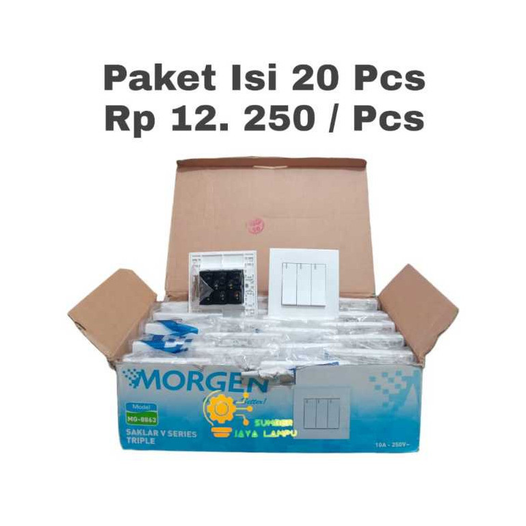 PAKET USAHA Isi 20 Pcs Saklar Triple V Series MORGEN MG-8863