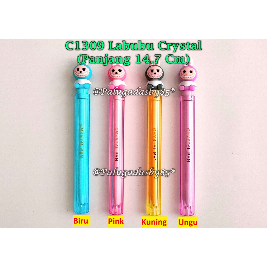 

(1 Biji) Gelpen Labubu C1309 Hitam / Gelpen Kepala Labubu / Bolpen GXIMP C1309 Labubu Crystal Pen
