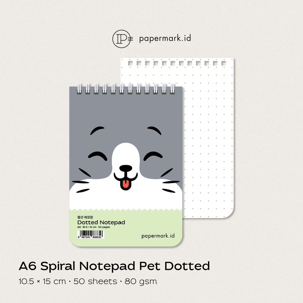 

PAPERMARK A6 Pet Series Dotted Spiral Notepad | BUku Catatan Kecil