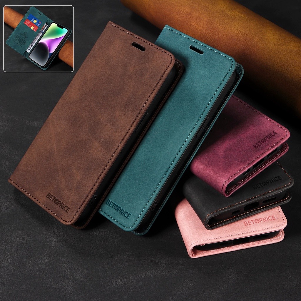 Kasus RFID Untuk Honor 90 90Lite X9a X8a X7a X50 X6a X9 X8 X7 Dompet Kulit Slot Pemegang Kartu Flip 