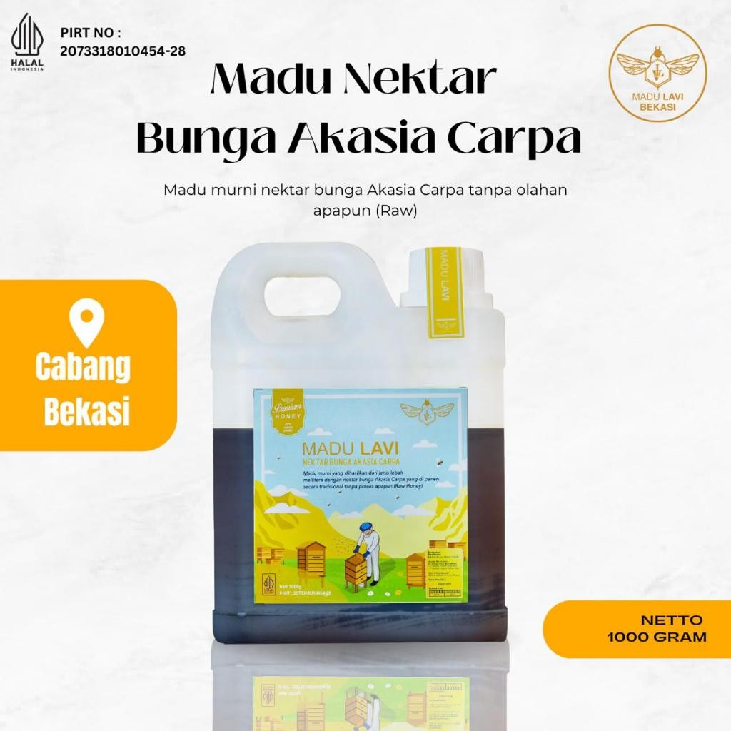 

New Madu Lavi Nektar Akasia Asli 1000 Gram Madu Murni 100% Alami Pure Raw HoneyPremium