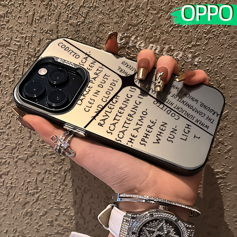 Keren Huruf Glossy Hologram PC Case OPPO A18 A57 A16 A15 A17 A60 A3x A3s A5s A54 A53 A12 A31 A58 A1K