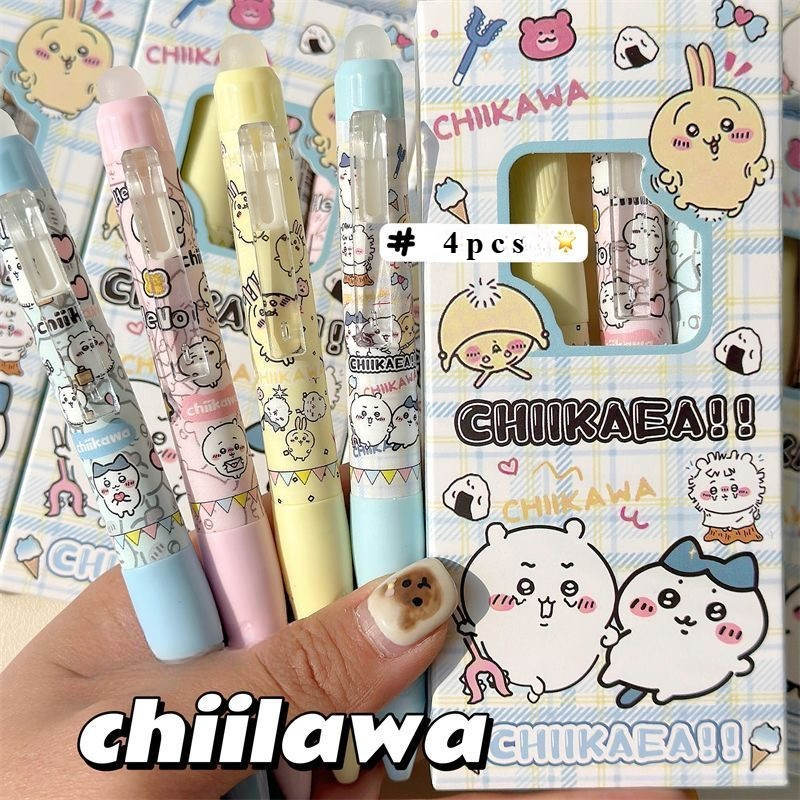 

4pcs Pulpen Erasable Gel Pen Penghapus Aesthetic 0.5mm Bolpoin Gel Bisa Hapus Pena Retractable Tinta Hitam For Student Back To School Office Stationery