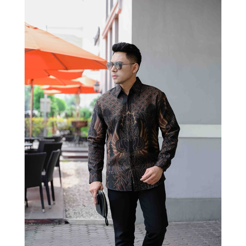 Kemeja batik pria SLIMFIT lengan panjang dobby premium KiyyAra Mandra Kusumo