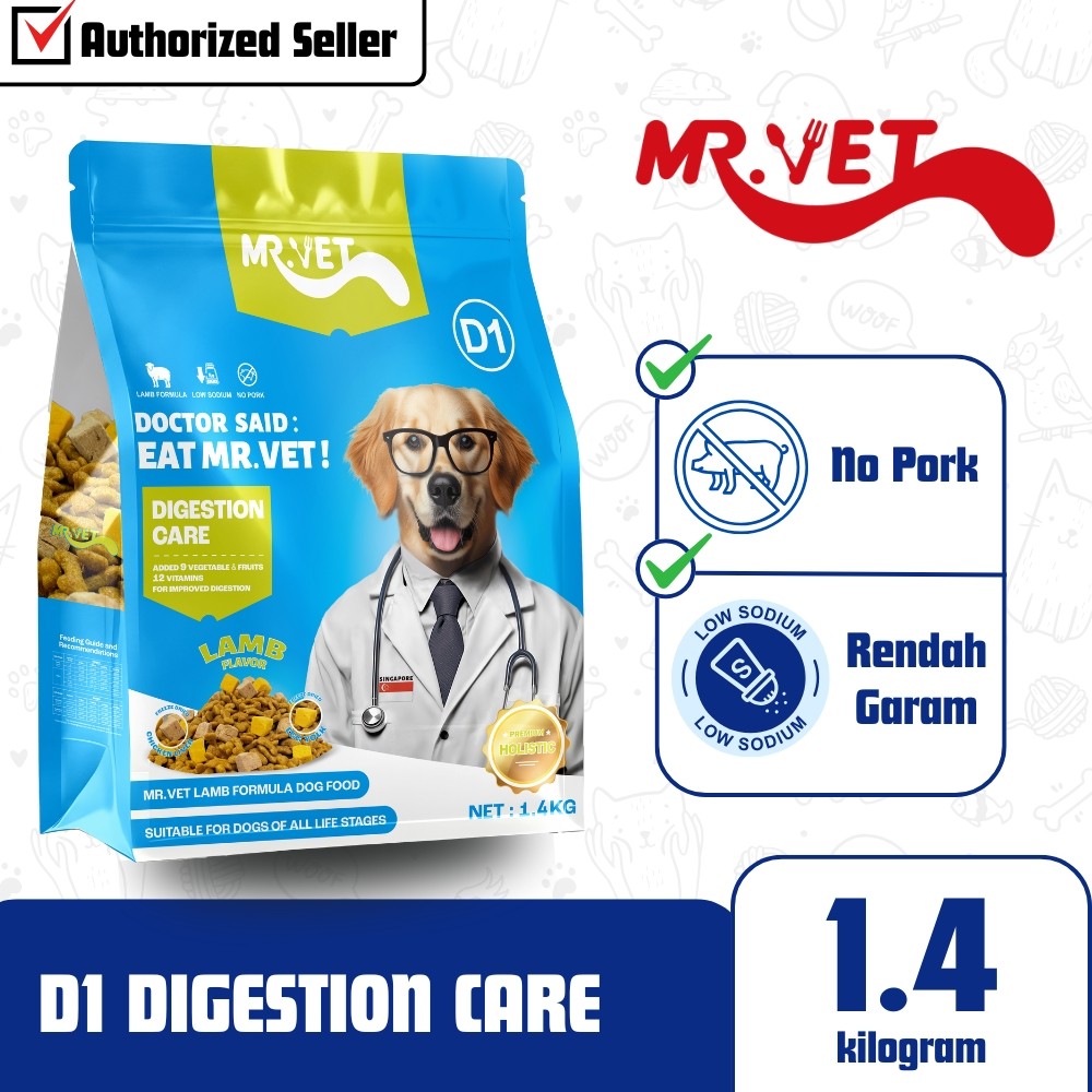 

23bagusmenshop - Mr. Vet D1 Holistic Lamb 1.4kg Dog Food Makanan Anjing Kering Premium