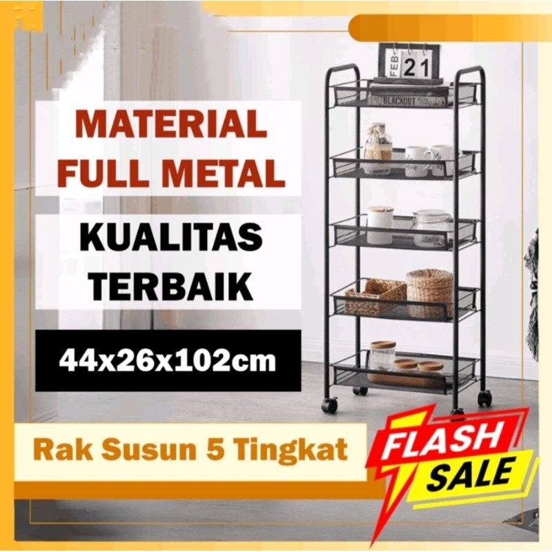Rak Trolly Dorong 5 Susun / Rak Besi salon