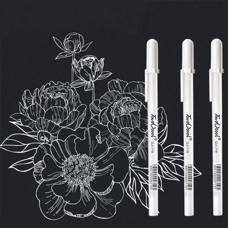 

10 Pieces/Set 0.8mm Oil White Art Marker Pen Large Capacity Sketching Drawing Graffiti Waterproof Highlight Gel Pens