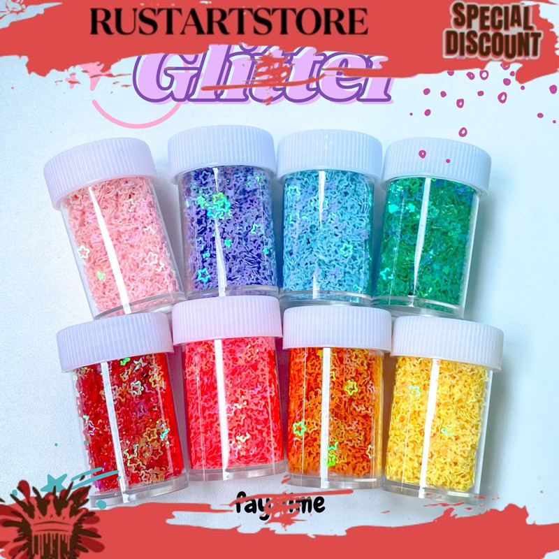 

VIRALL Glitter bentuk bunga love bintang hiasan slime | glitter bubuk FAY