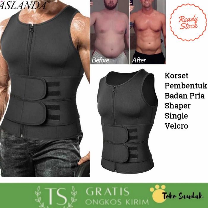 Pembentuk Otot Perut Dada Badan Muscle Pria Shaper Single Velcro - XL