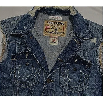 American retro gradient wash old denim vest jacket casual fashion handsome men's summer trendy brand