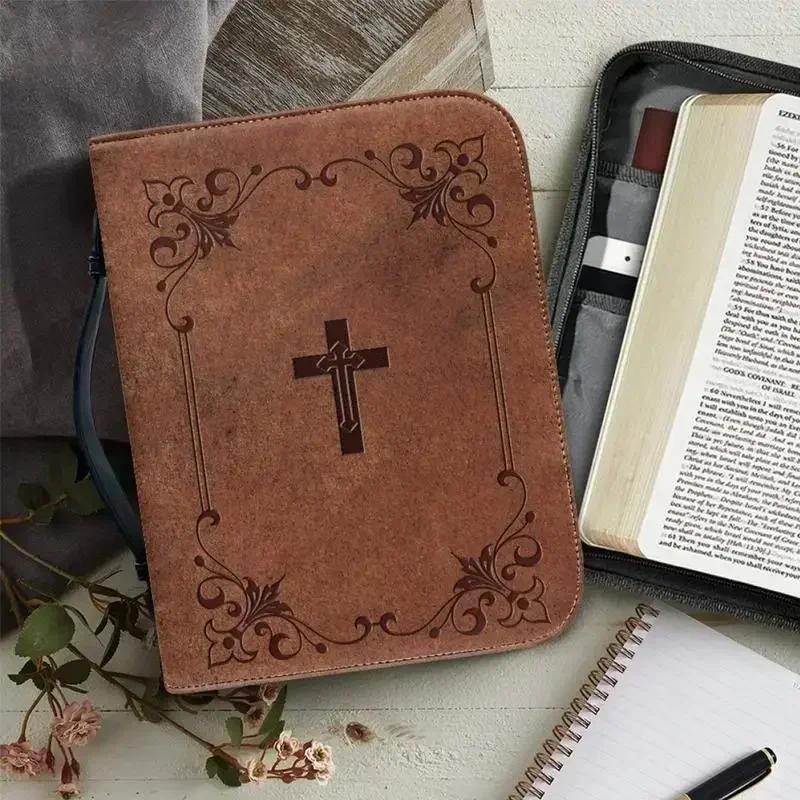 

Portable Covers For With Case Book Handle Water Cover And Leather Protective Resistant Bible PU Manual Women Zippered