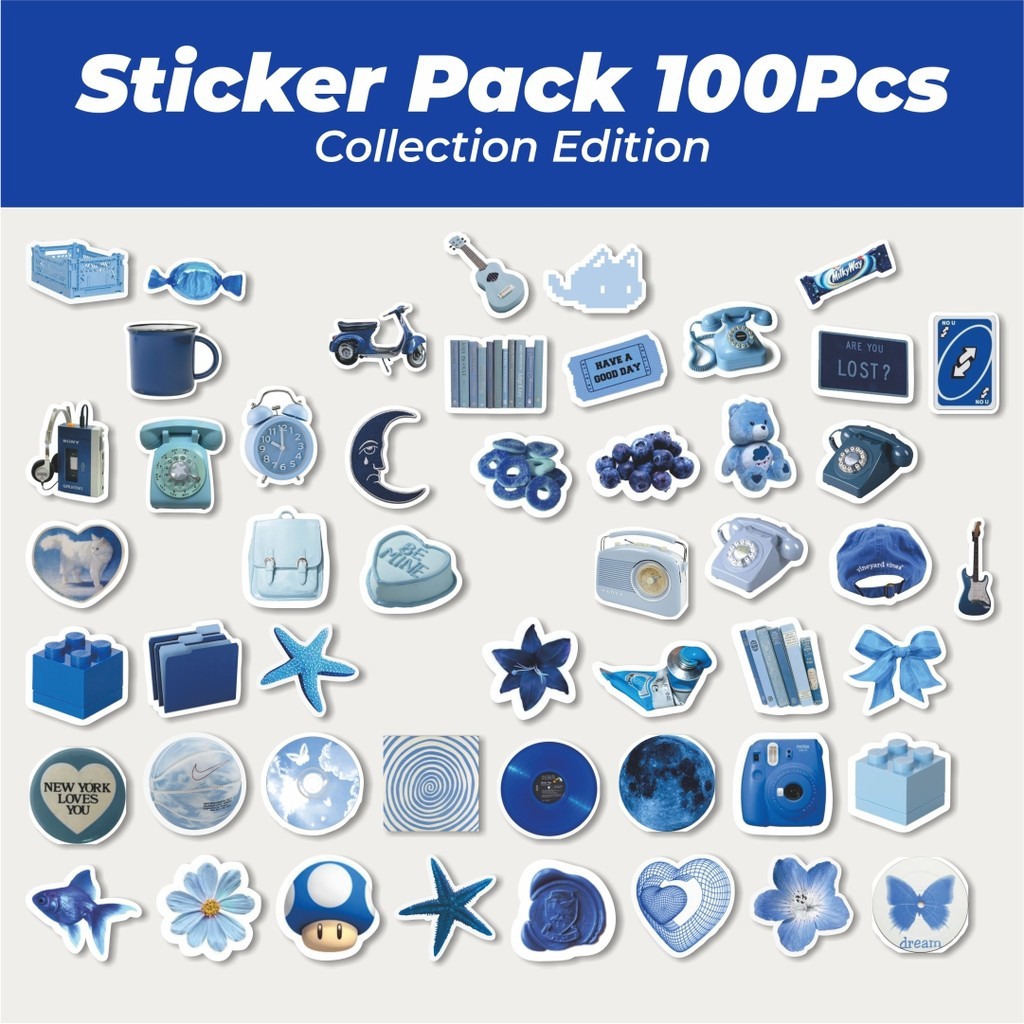 

Hot Stiker INS Style Blue Lucu Anti Air Stikers Berperekat Waterproof Sticker Decal Buat Motor Helm Buku Journal Koper Casing HP Laptop Botol Minum
