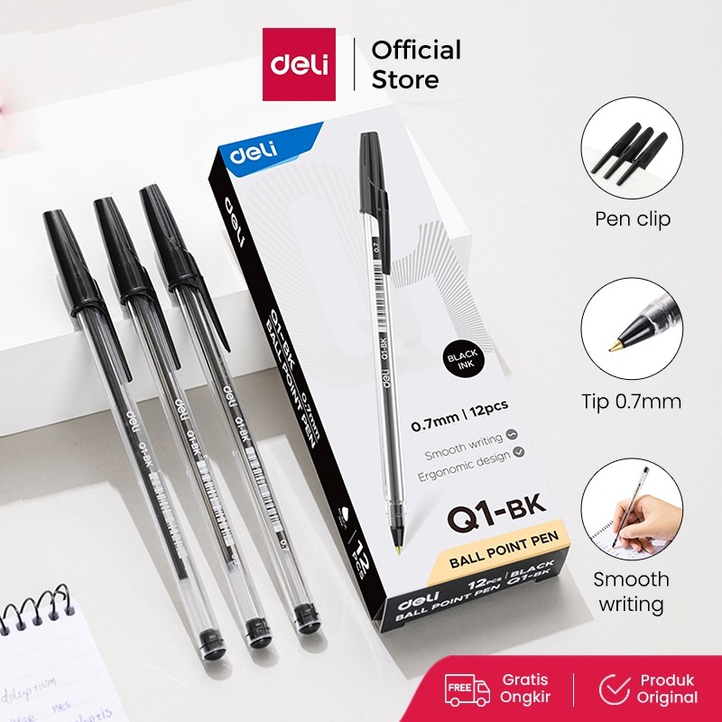 

Deli Ballpoint Pen / Pulpen Bolpoin Tip 0.7 MM Penulisan Lancar dan Halus EQ1-12PCS