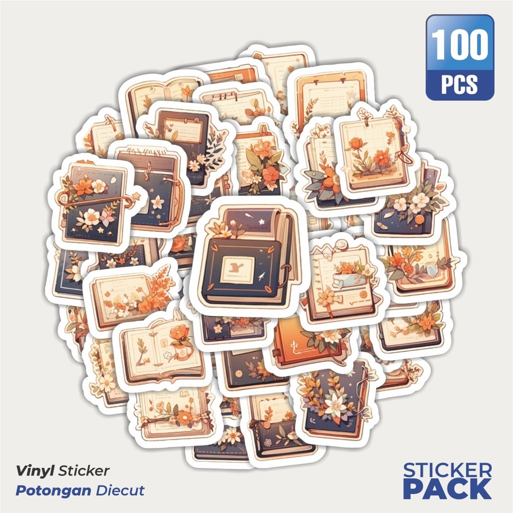 

MURAH 100 PCS Stiker Cover Books Flower [Sampul Buku Bunga] Waterproof Aesthetic- Untuk Laptop, Motor, dan Helm - Paper Stationery Pack