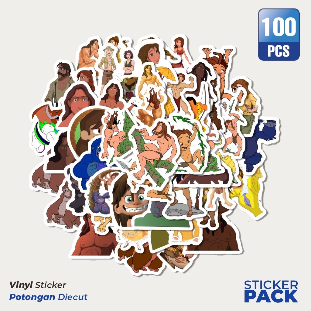 

100 PCS STIKER Kartun The Legend Of Tarzan Waterproof Aesthetic- Untuk Laptop, Motor, dan Helm - Paper Stationery Pack