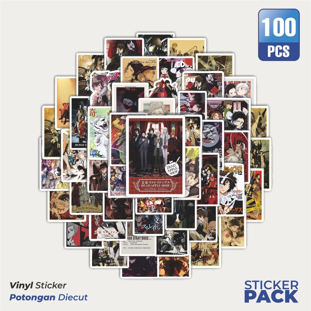 

100 PCS STIKER Poster Bungo Stray Dogs Waterproof Aesthetic- Untuk Laptop, Motor, dan Helm - Paper Stationery Pack