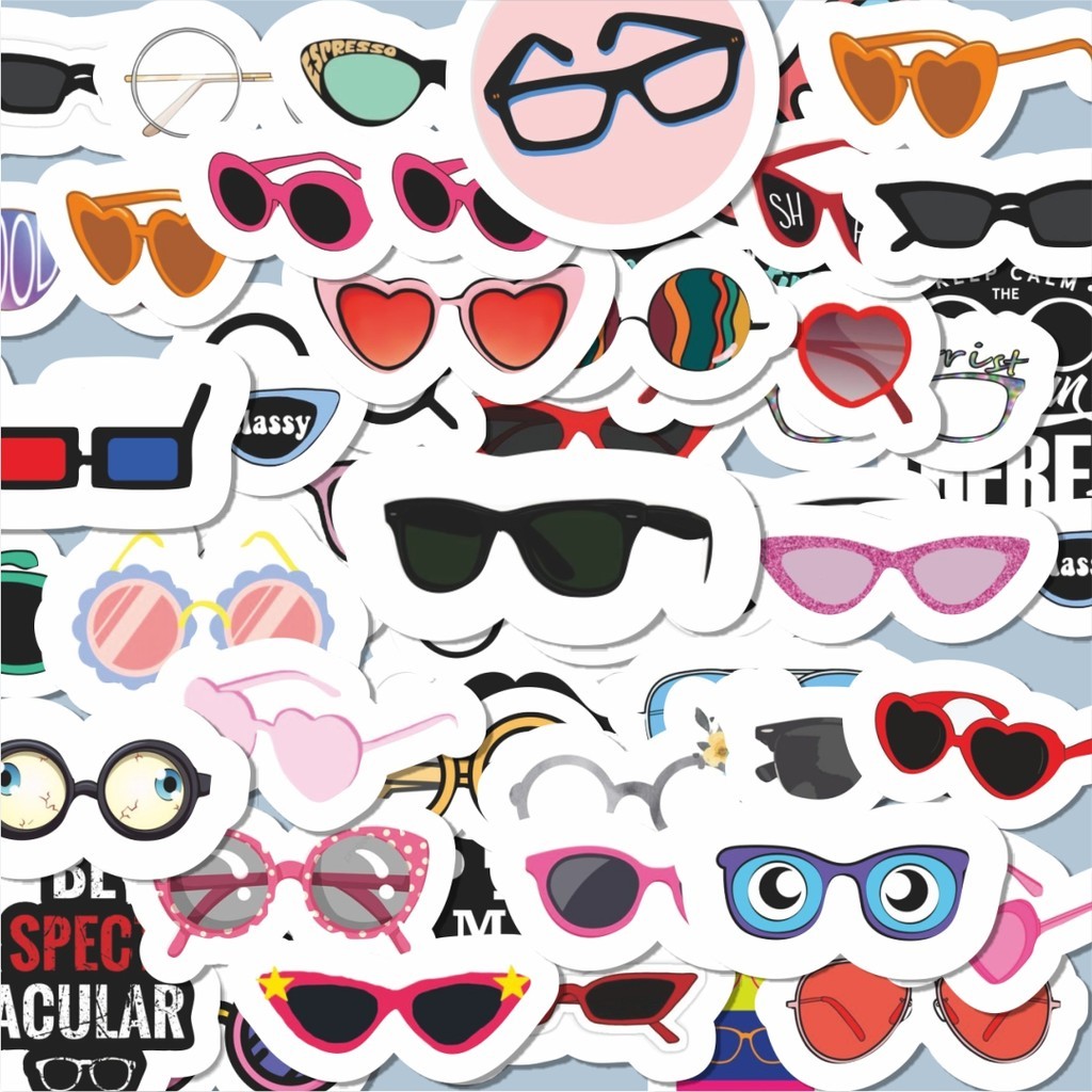 

100PCS Lucu Stiker Kacamata Stiker Aesthetic Stiker Anti Air Stikers Berperekat Waterproof sticker decal buat Motor Helm Buku Journal Koper Casing HP Laptop Botol Minum Hadiah anak