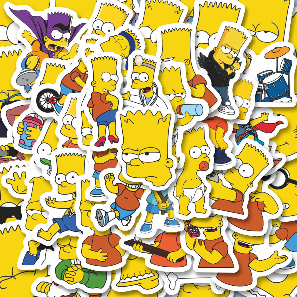 

100PCS Lucu Stiker Kartun Bart Simpson Stiker Aesthetic Stiker Anti Air Stikers Berperekat Waterproof sticker decal buat Motor Helm Buku Journal Koper Casing HP Laptop Botol Minum Hadiah anak