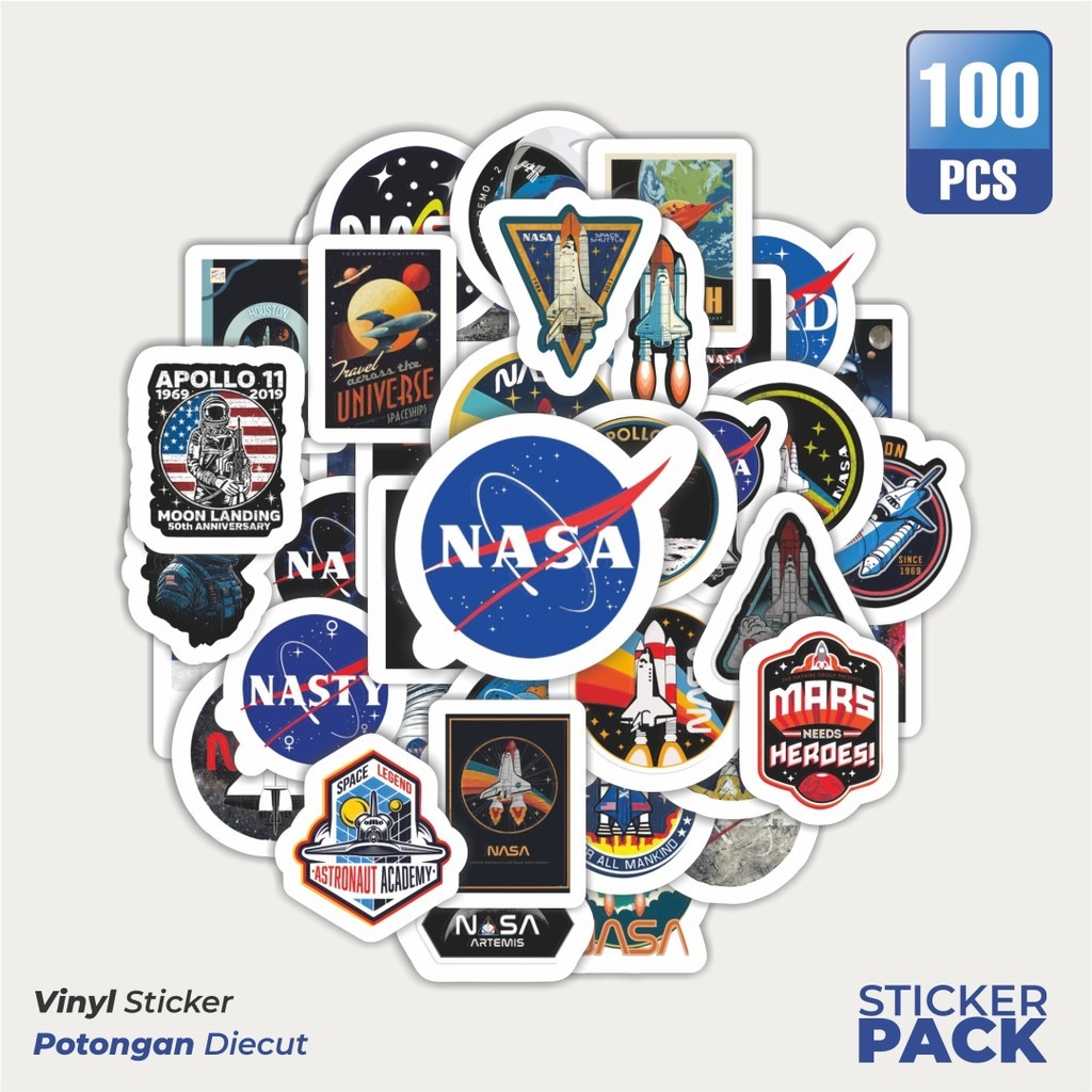 

Stiker Vinyl Stiker Logo Nasa Waterproof Aesthetic- Untuk Laptop, Motor, dan Helm - Paper Stationery Pack
