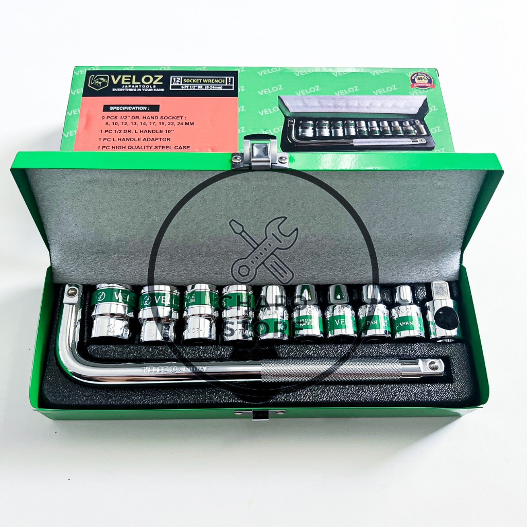 Veloz kunci sok sock shock socket set 12pcs hand socket set Veloz