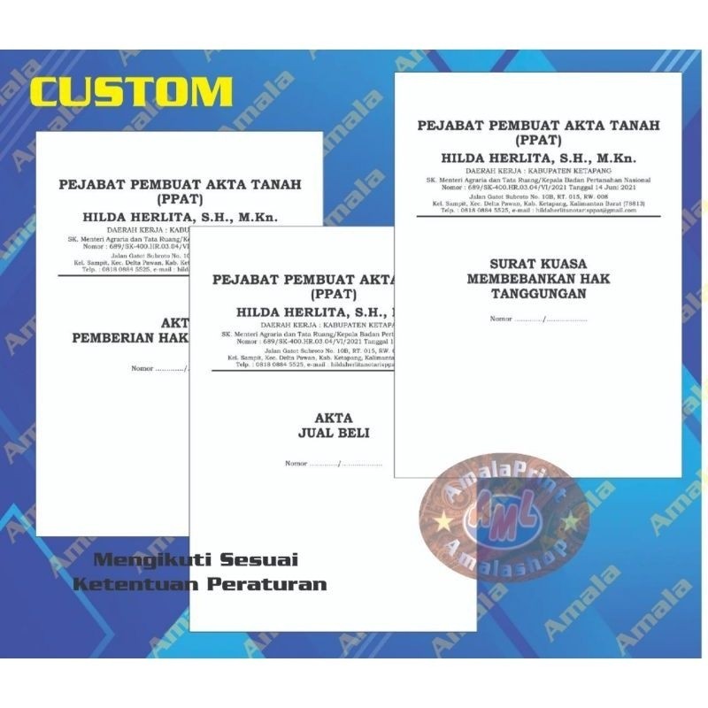 

Cover Putih Akta PPAT Bahan Tik Polos 100 Pcs