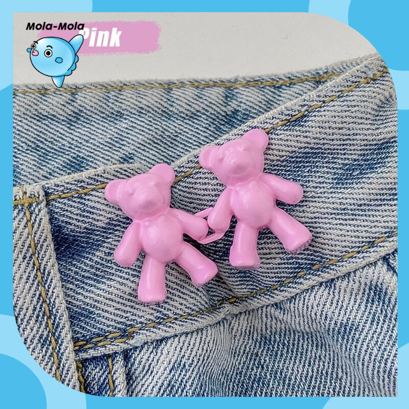 kancing jeans bentuk beruang Bahan Metal Dapat Dilepas Kancing Jeans Metal Bebas Jahit 2Pcs Cute Bea