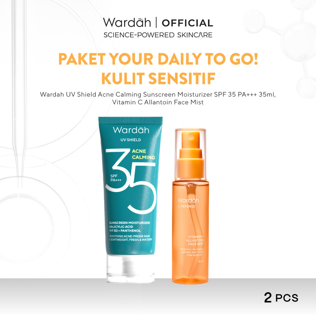 [NEW] Paket WARDAH Your Daily to Go Bundle UV Shield Sunscreen + C-Defense Vitamin C Allantoin Face 